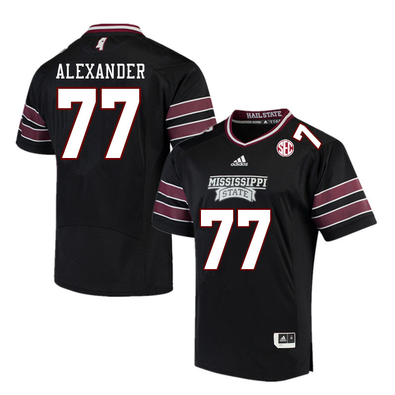 Men #77 Zay Alexander Mississippi State Bulldogs College Football Jerseys Stitched Sale-Black
